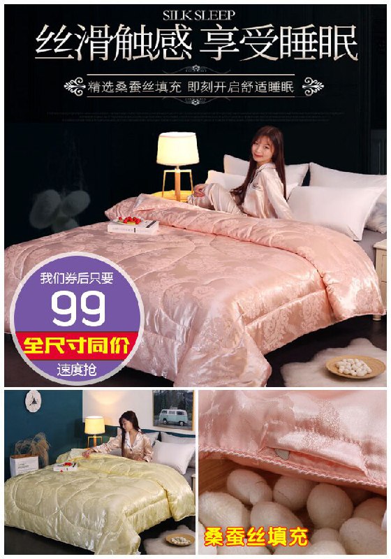 【全尺寸一个价】名伊家纺优质蚕丝被原价199元【券后99元】包邮