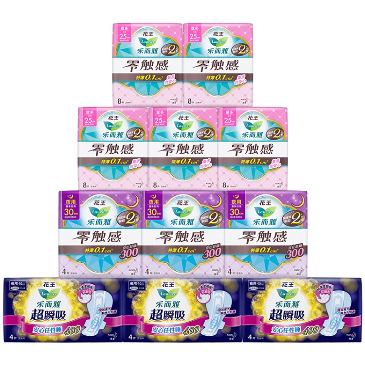 【京东】花王乐而雅（laurier）量多日夜安心群组合11包装卫生巾（日用8片x5包+夜用30cm4片x3包+夜用40cm4片x3包）