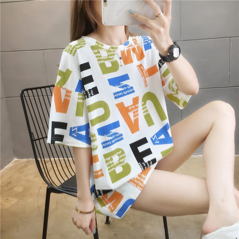夏季韩版中长款女生t恤 7.9亓  (WAc61wjOgps)