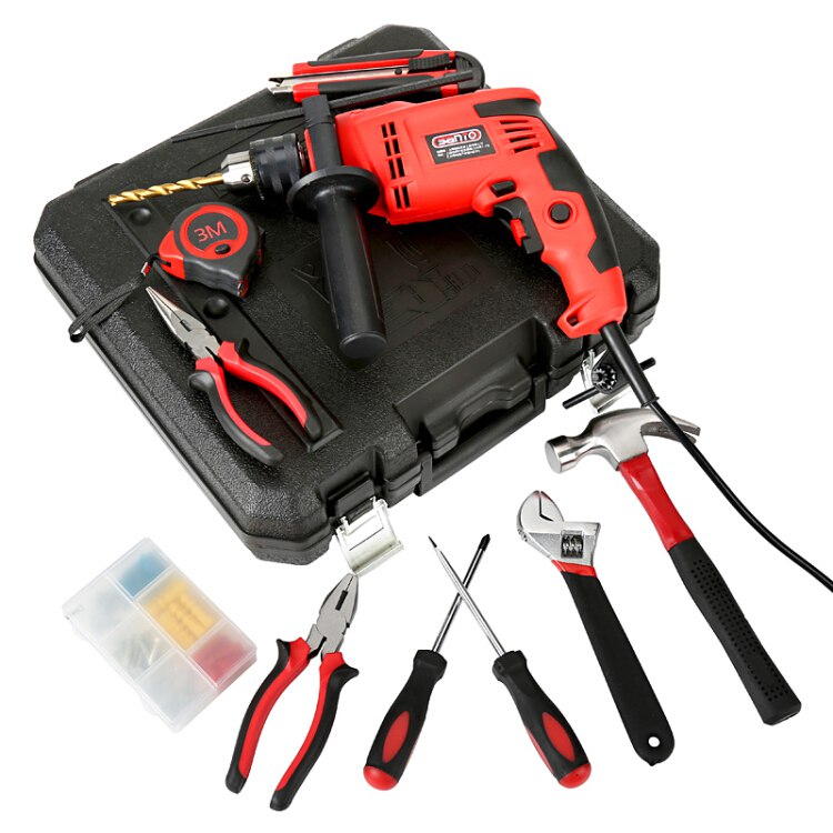 赛拓（SANTO）家用击钻套装82件套 500W电钻套装工具箱组套0310