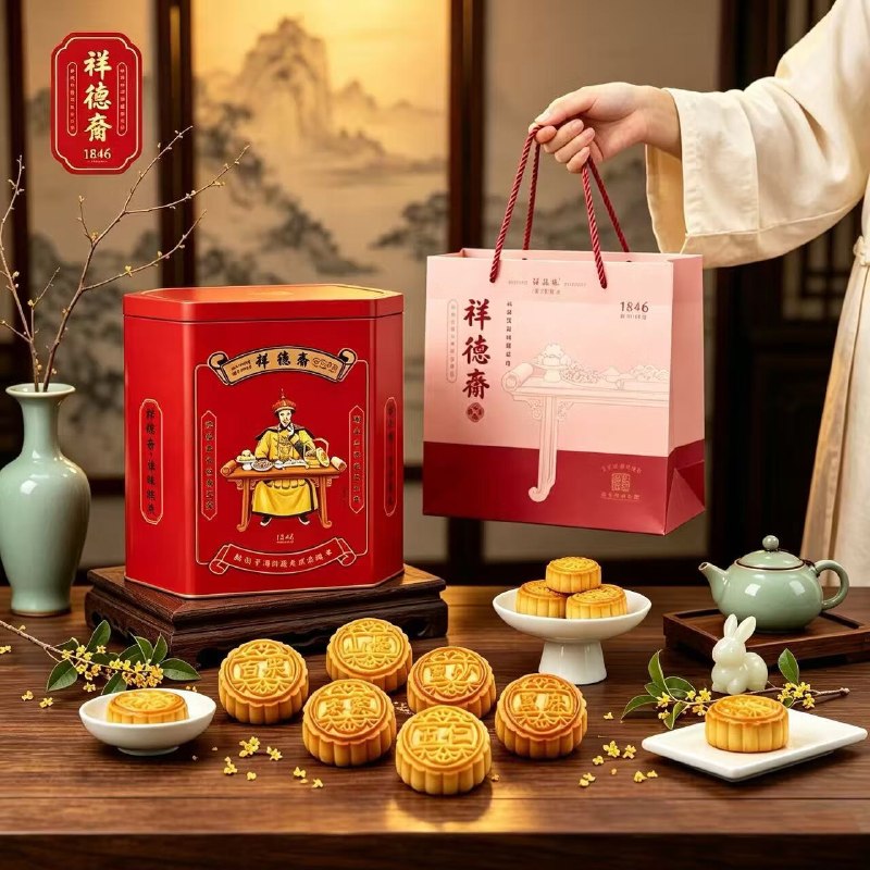 自营祥徳斋 中秋吉祥铁桶月饼800g付44.91元包邮；再反20超市卡