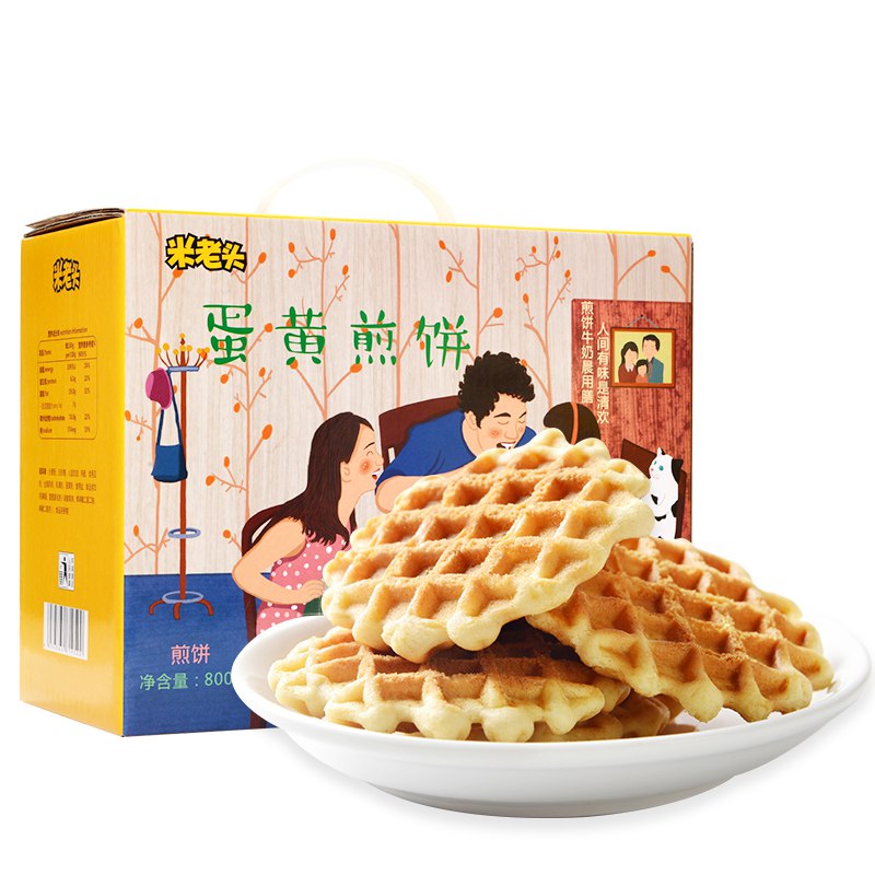 11.17亓米老头 蛋黄煎饼牛奶味800g 