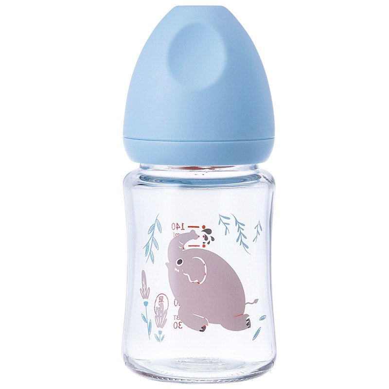 日康（rikang）奶瓶 玻璃奶瓶新生儿婴儿奶瓶 宝宝奶瓶宽口径140ml （蓝）RK-3051
