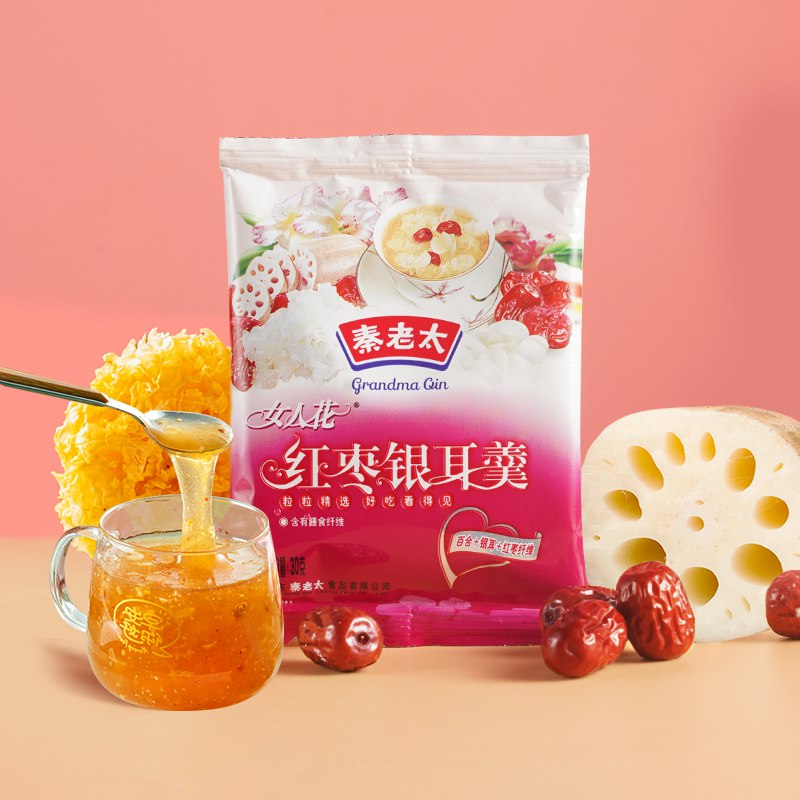 0点后下单/先领卷11.5亓  可签到  秦老太旗舰店秦老太红枣银耳藕粉羹30g*10袋(Ibfr2NzJhST)   10s速溶，0脂营养羹