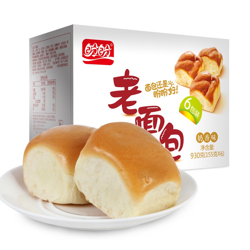 盼盼 老面包 手撕早餐饼干糕点奶香味930g*2件 24.8元（2件5折）
