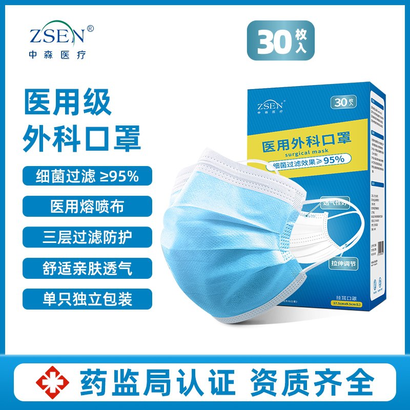9.8元 中森医用外科口罩60只(Qb6lcEHAQDj)/ 每天三次 