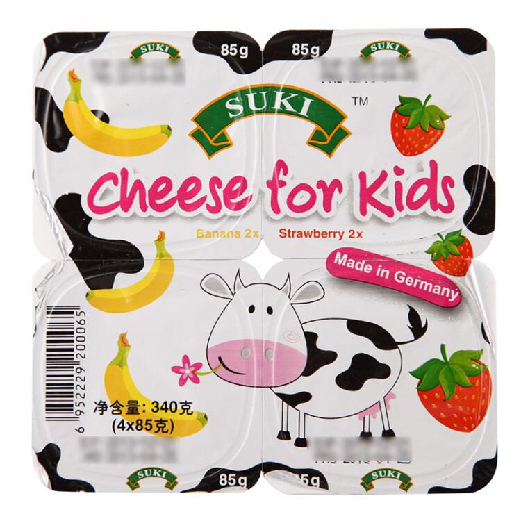 京东国际多美鲜SUKI儿童奶酪草莓味/香蕉味4*85g德国进口