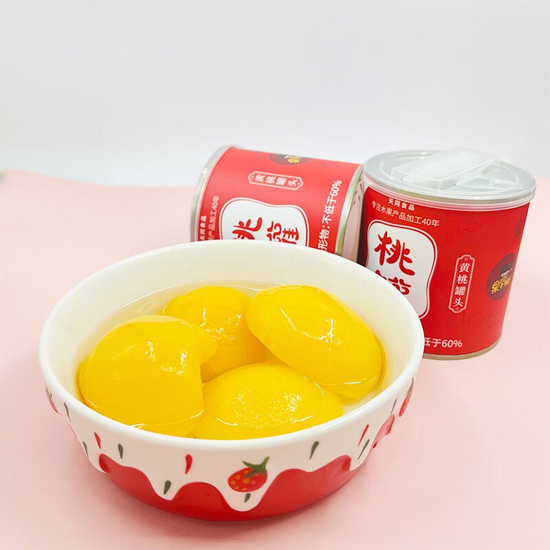 0点开始 领券后 24.9元【天同时代食品旗舰店】果小懒桃罐黄桃罐头408gX4罐)HZ69d9bVF2L)/ CZ1111/大罐的，午饭可以当个果盘！
