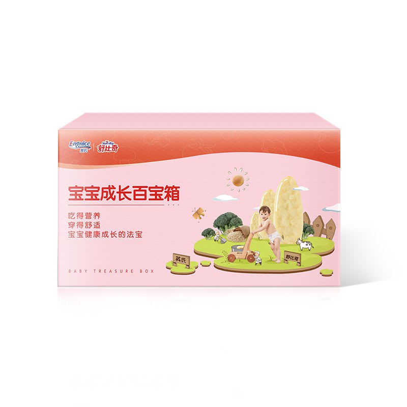 英氏（Engnice）尝鲜礼盒6-12月适用（辅食3件装+舒比奇纸尿裤3片装随机发）