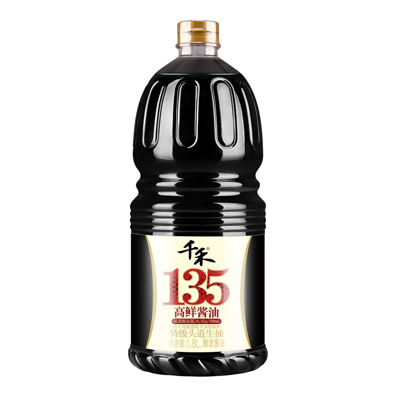 千禾 酱油 高鲜135特级头道生抽酱油 不加防腐剂 1.8L