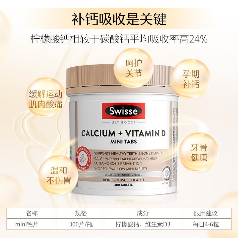 69元【Swisse海外旗舰店】Swisse维生素D钙片300粒/瓶￥CAVd2kZd8VE￥/ 这款高端钙片  大人小孩都能吃