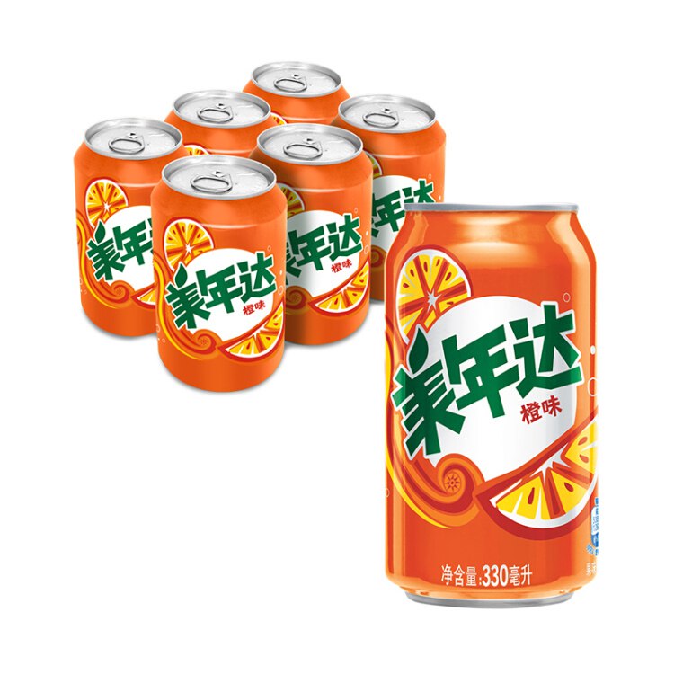 【京东】美年达可乐 Mirinda 橙味 汽水 碳酸饮料 330ml*6听  百事可乐出品 (新老包装随机发货)