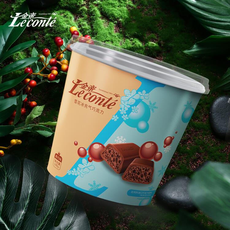 金帝（Leconte）雪花冰充气黑巧克力135g桶装