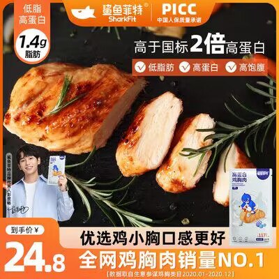 19.9💵【鲨鱼菲特】即食代餐蛋白鸡胸肉100g*6袋)4fdEdHc7Bvu)/ CZ11//他们家活动现在越来越少了！低碳水高蛋白 健身减重必备款当吃不胖的健康零食也很合适