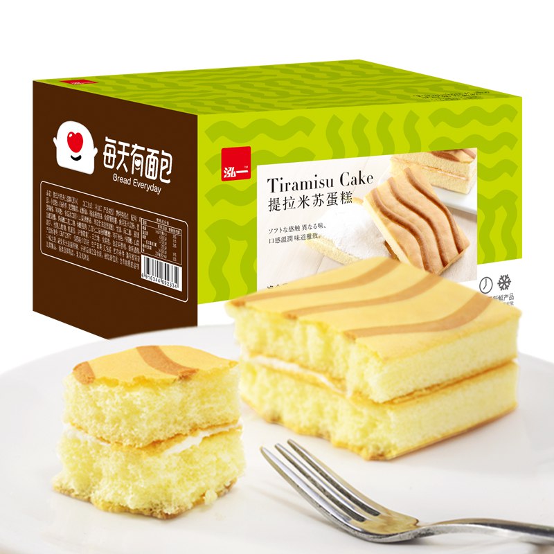 【京东】泓一提拉米苏夹心蛋糕 早餐面包 休闲零食糕点下午茶甜点黑味550g