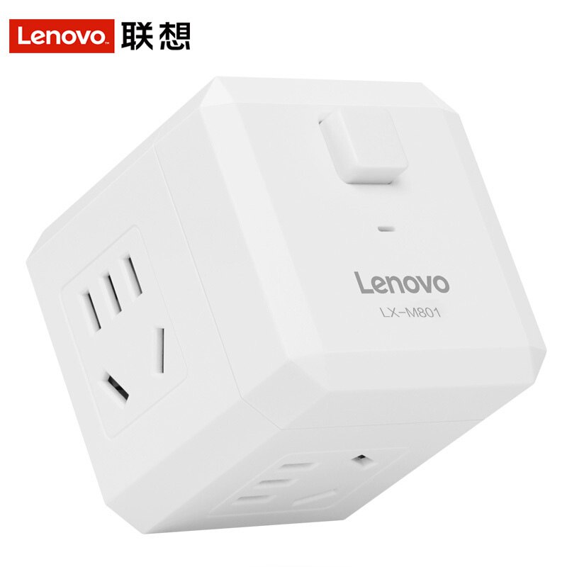 有券的上！【京东】联想 LX-M801 一转四魔方插座 带开关 4.9元