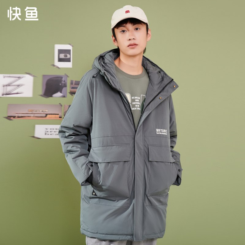 119元【快鱼旗舰店】快鱼长袖连帽中长款棉服外套(lzHf2ZrSbrN)/