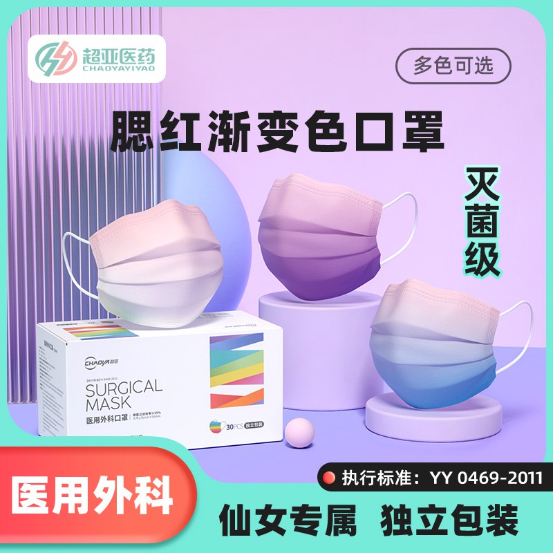 14.9￥【稳定签到】超亚医疗器械旗舰店渐变色医用灭菌外科口罩30只妥妥滴把腮红纹在口罩上戴口罩也能显好气色(Qh8h2LQHO7I)/