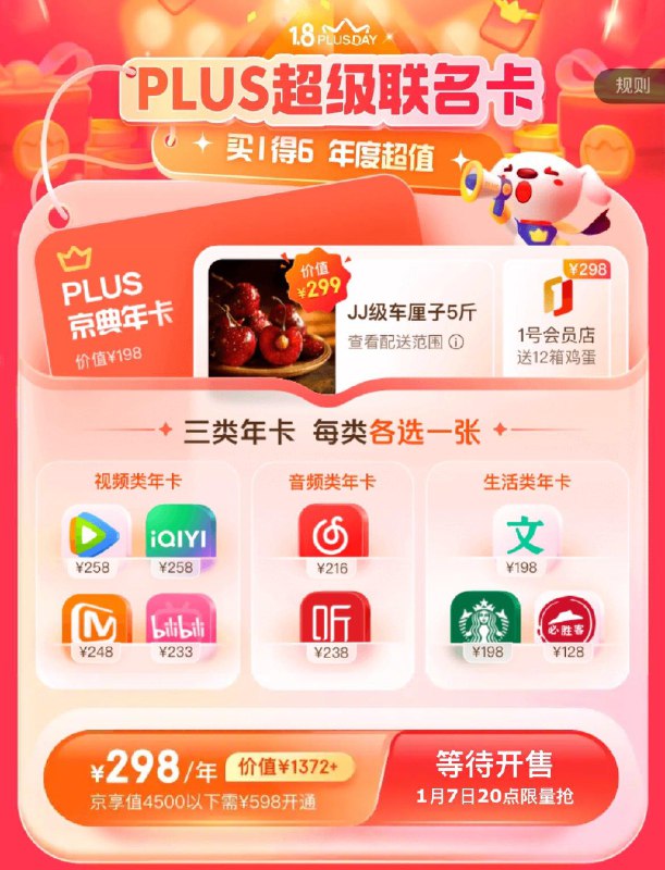 1月8号京东会员超级联名卡