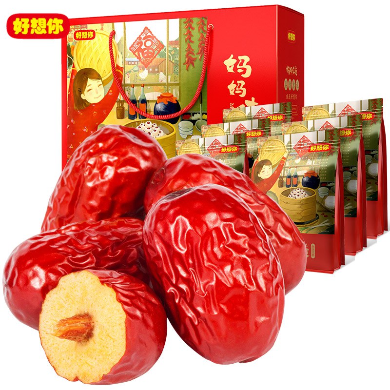 好想你 免洗红枣零食大礼包1500g/盒 ，标题下领169-30卷，下3件【57.75】：