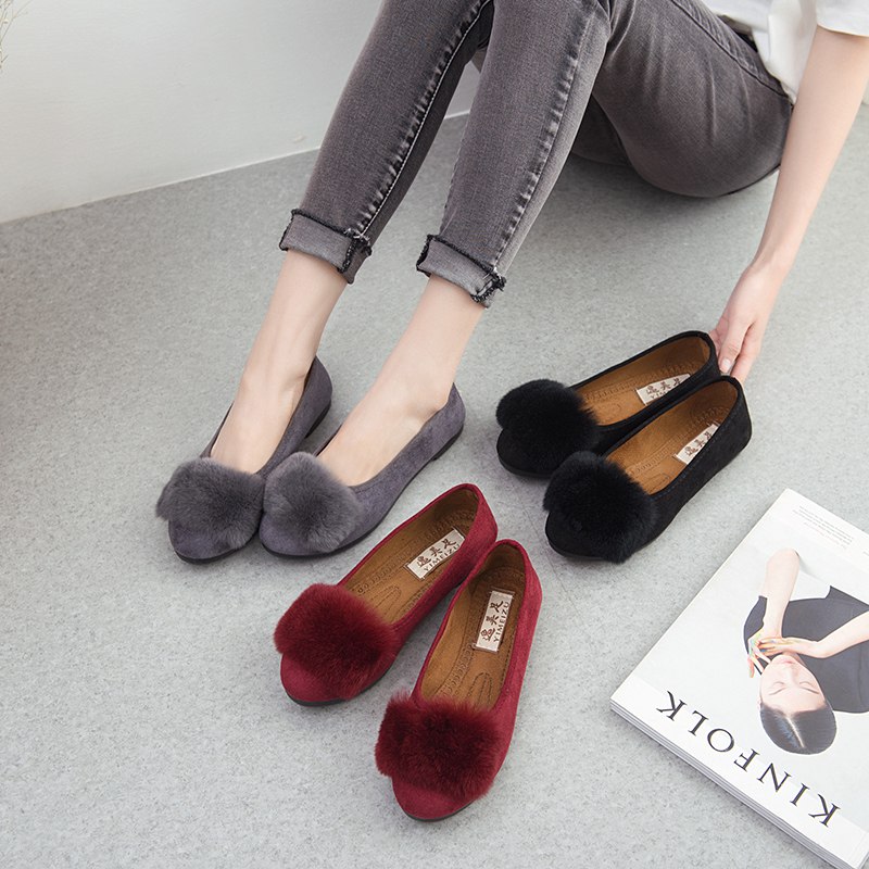 秋冬加绒豆豆鞋女百搭 29.9元  (t7yCcXibwM8)