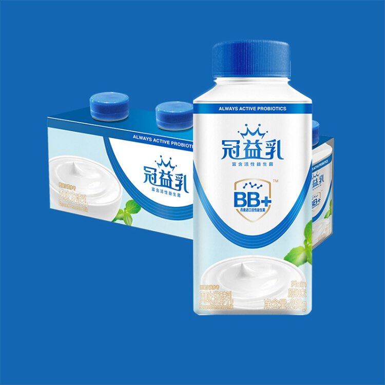 蒙牛 冠益乳 原味酸奶 250g*4 小蓝帽 益生菌低温酸牛奶