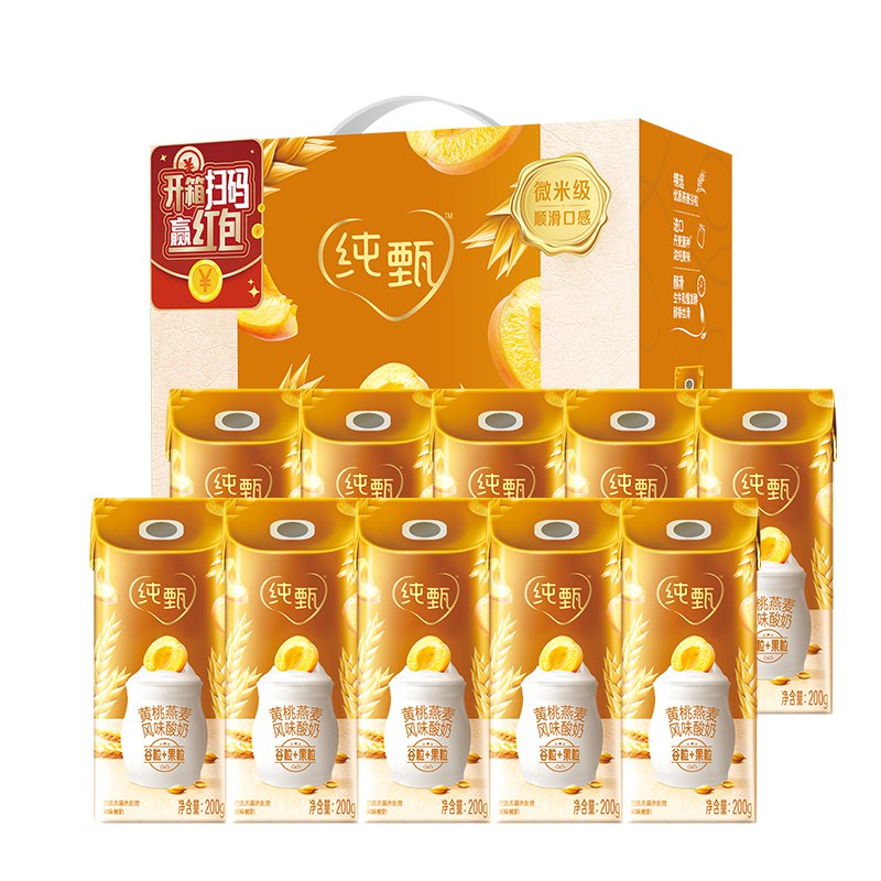 【京东plus】蒙牛 纯甄 燕麦+黄桃200g*10盒*3件 89.96元（合29.99元/件）
