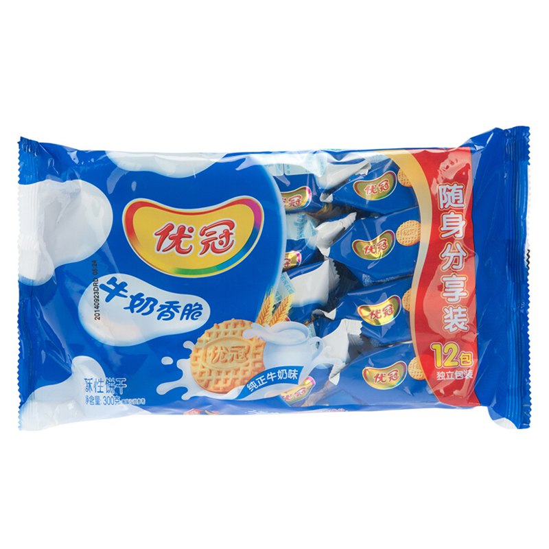 优冠 牛奶香脆饼干 随身独立小包装囤货必备零食 300g