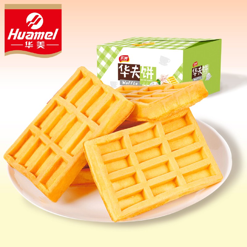 华美华夫饼香草味1020g整箱 芝士味零食蛋糕早餐面包休闲食品批发，4.9元