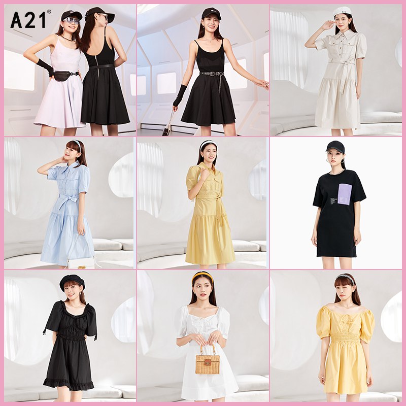 1.领券 加购物车1件【a21女装旗舰店】A21圆领印花女连衣裙(qaYi2qce4vD)/时尚感满满！怎么穿都很美！出去玩随便搭个包都好看！