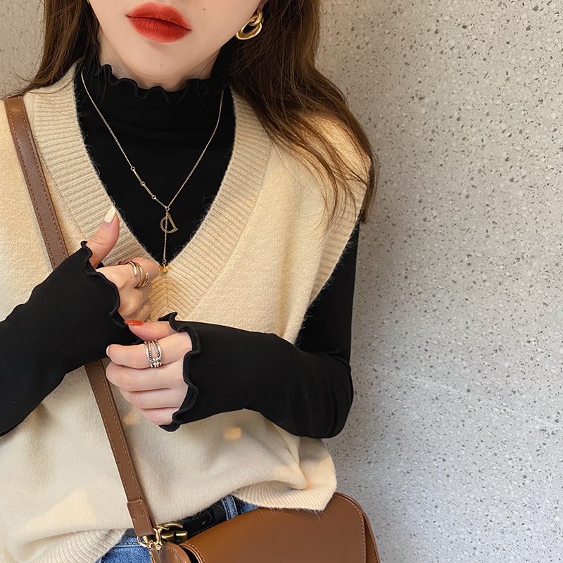 19.9元  乔铭奥旗舰店入秋木耳边半高领打底衫)CCy12AgECdG)/ CZ11/超百搭，甜美御姐款任选！