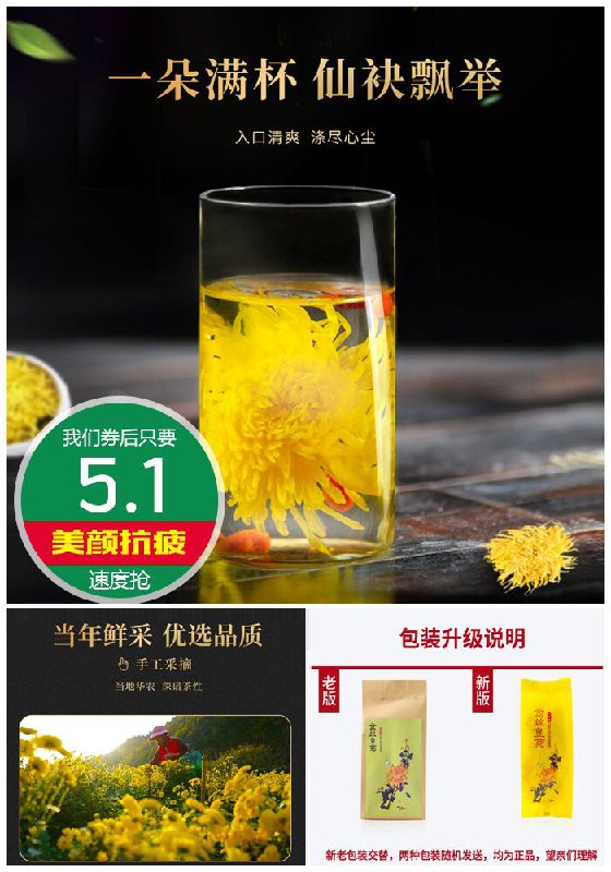 【60朵】特级金丝黄菊原价10.1元【券后5.1元】包邮