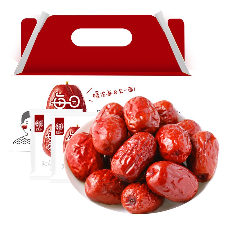 -华味亨 新疆灰枣750g/箱 每日枣点 独立小包装 红枣 干果零食 可夹核桃 超值量贩