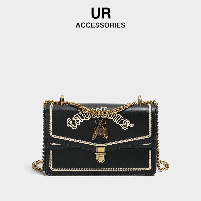 98元【UR旗舰店】UR新品复古刺绣链条蜜蜂包(Hu1J23NACeH)/