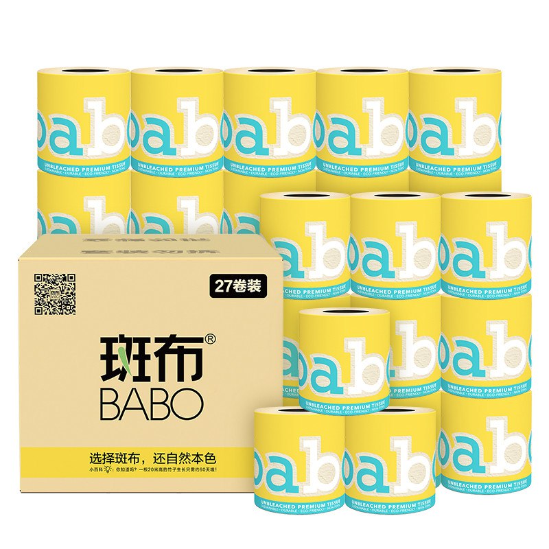 【JD】18点【前400件9.9+运】斑布有芯卷纸4层180克27卷