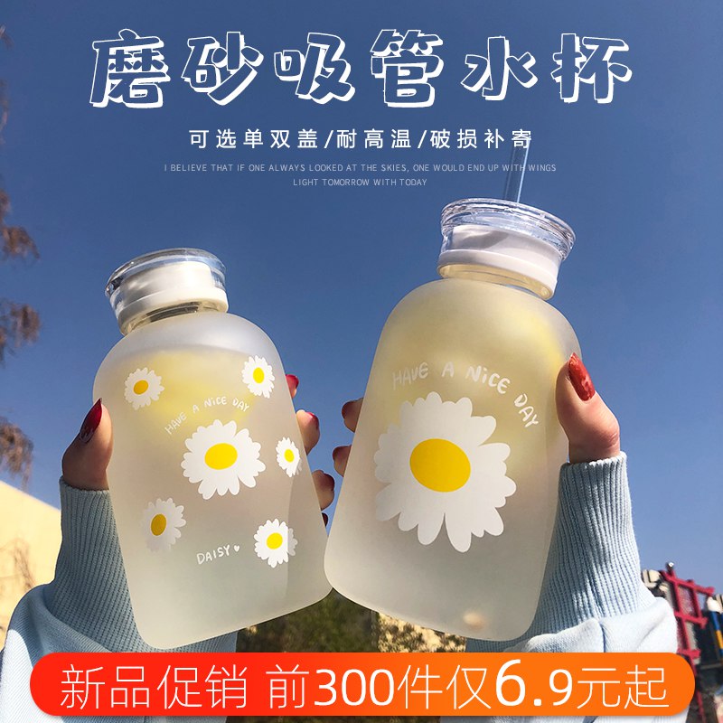 茶迷玻璃吸管水杯  