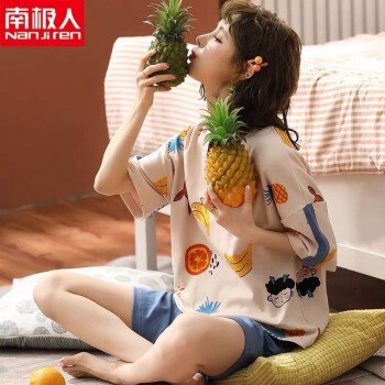 夏季薄款纯棉短袖短裤两件套女款家居服券后26元