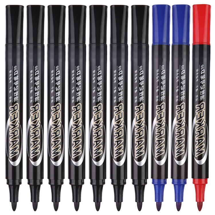 【京东自营】晨光(MG)文具3色单头记号笔 油性马克笔 物流笔标记笔(黑色*7+蓝色*2+红色*1) 10支/盒APMY2233  京东报价：10.5元/件 