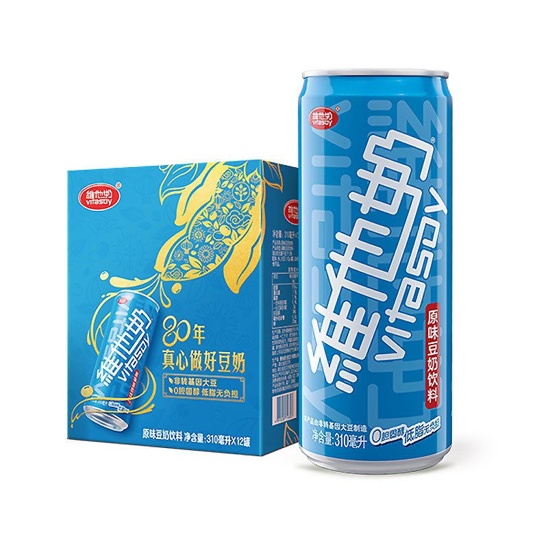 维他奶 原味豆奶植物蛋白饮料310ml*12罐 ，页面领50券，拍5件82.3元
