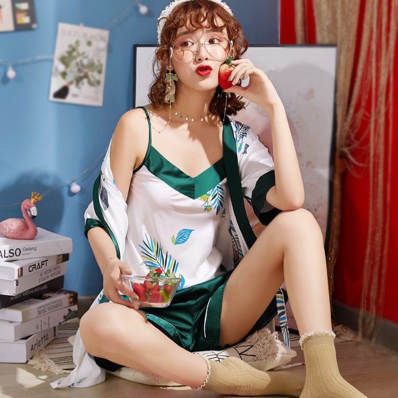 24元 【简印服饰旗舰店】夏季冰丝睡衣家居服套装(o3t6X3FdGlI)/