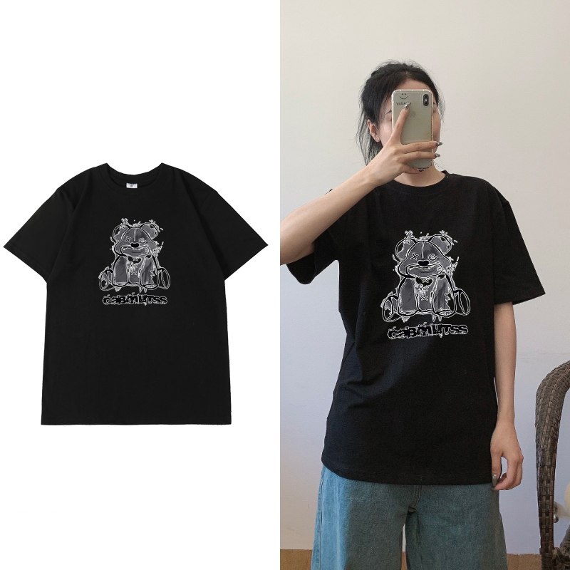 2件  拍2件25.9元韩版情侣印花宽松t恤(KbHgX07wBIT)/